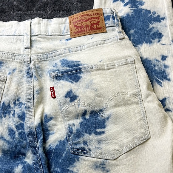 ⭐️Levi’s tie dye 721 high rise skinny ankle raw hem jeans size 26 - Picture 4 of 11